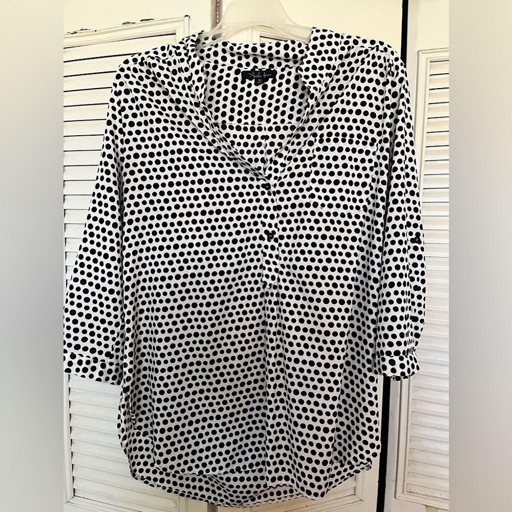 Antilia Femme Polka Dot Button Down Blouse